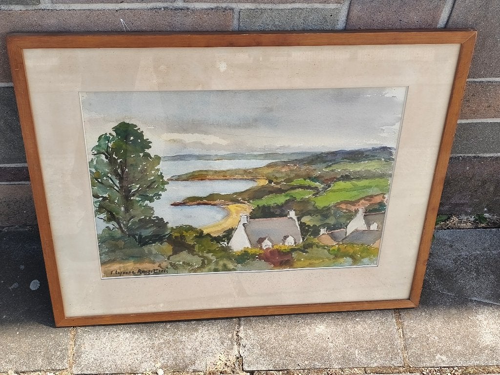 Aquarelle bretagne signe ida rouzet lejeune, Antiquités & Art, Enlèvement ou Envoi, Aquarelle