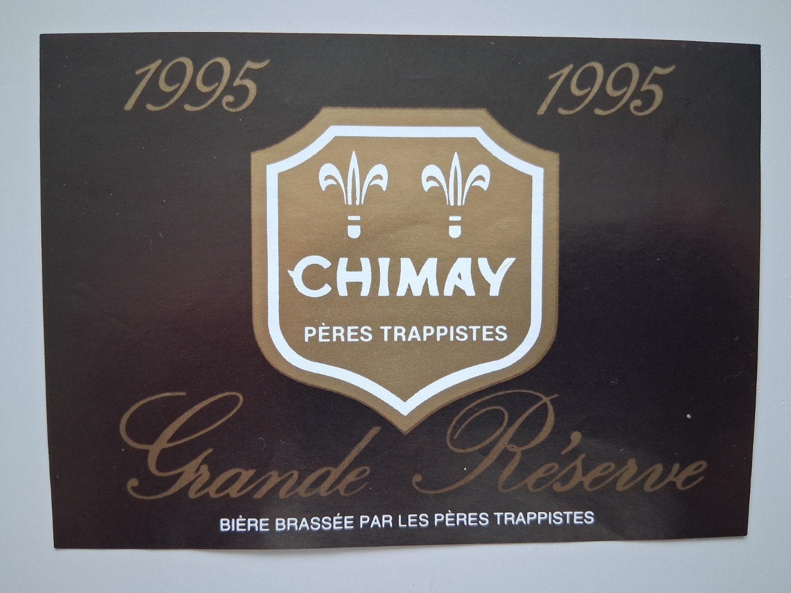 bieretiket Belgie Chimay trappistes Grande Reserve 1995, Verzamelen, Verzenden, Zo goed als nieuw, Overige typen, Overige merken