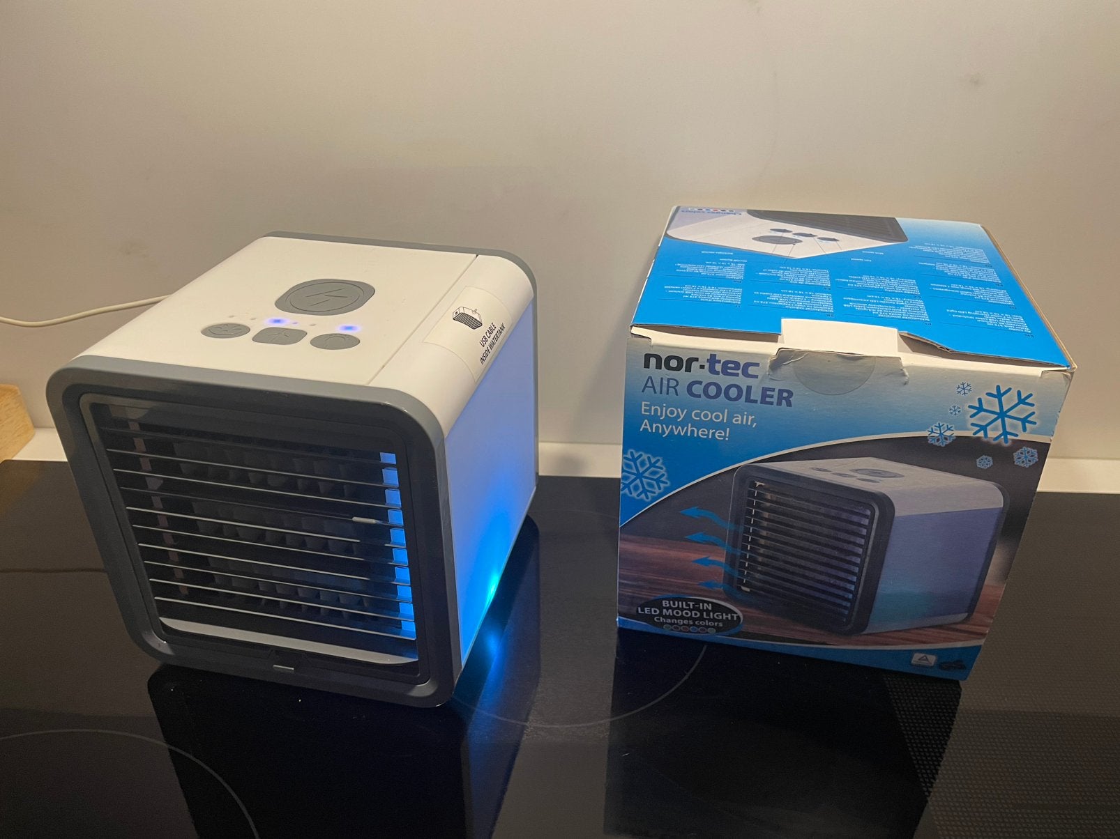 Nor-Tec Air Cooler nieuw Compacte Luchtkoeler met LED Licht, Minder dan 60 m³, Nieuw, 3 snelheden of meer, Ophalen of Verzenden