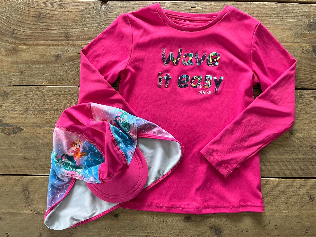 PLAYSHOES, zonnepet 53cm + UV50+ longsleeve 116 - 122 - 128, Kinderen en Baby's, Playshoes, Meisje, Sport- of Zwemkleding, Ophalen of Verzenden