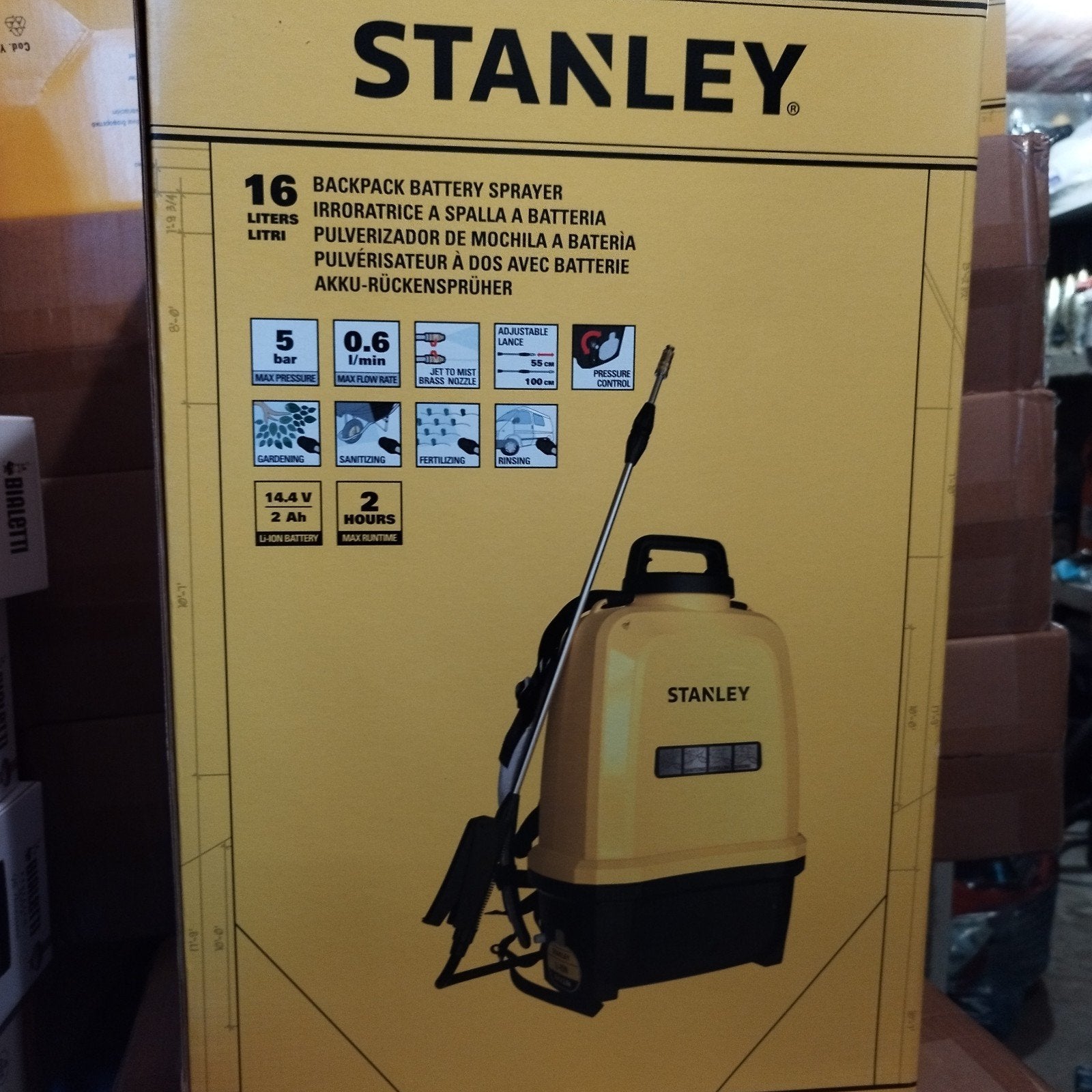 Pulvérisateur à dos à batterie Stanley 16 L – Neuf