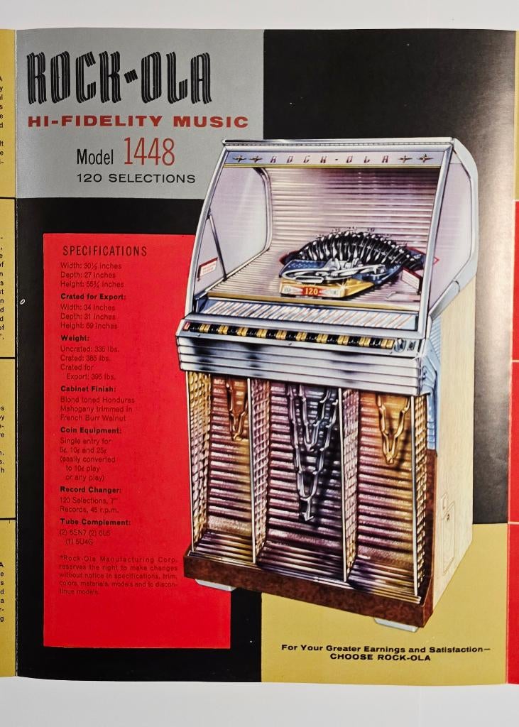 ROCK-OLA Model 1448 Juke-Box 1955 originele mappen, Verzamelen, Ophalen of Verzenden, Gebruikt