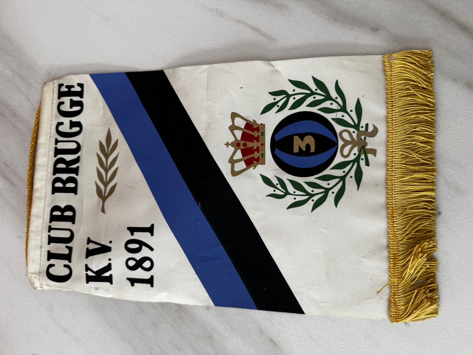 Originele vaandel Club Brugge van match beginjaren ‘80, Collections, Enlèvement ou Envoi, Utilisé, Sport