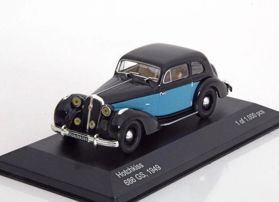 43 WhiteBox WB164 Hotchkiss 686 GS 1949 zwart-lichtblauw RHD, Enlèvement ou Envoi, Comme neuf, Voiture, Autres marques