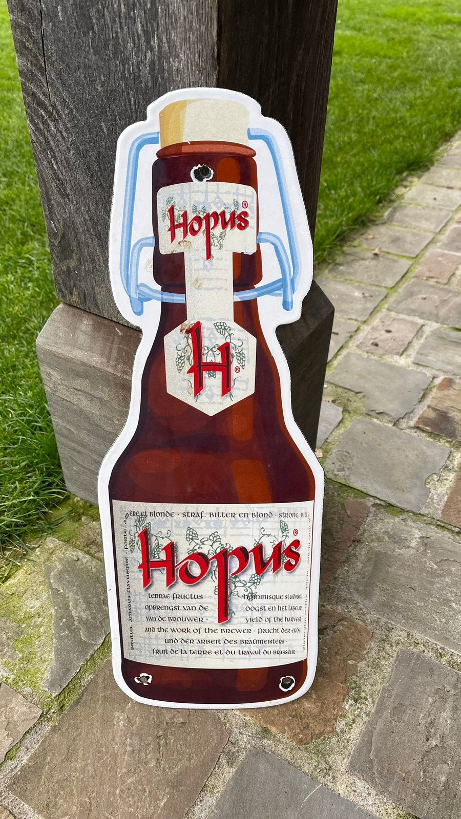 Emaille bord Hopus., Verzamelen, Biermerken, Ophalen of Verzenden, Zo goed als nieuw