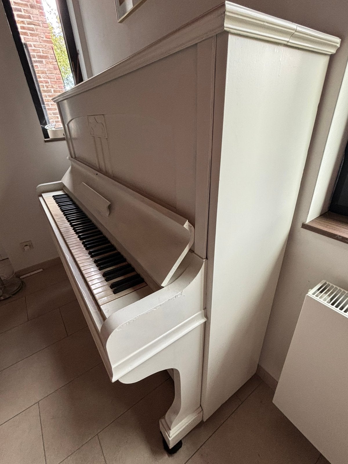 Piano - creme kleur (overschilderd), Ophalen, Gebruikt, Piano