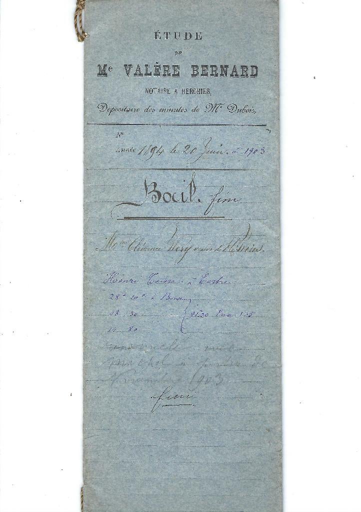 Ancien document notarié 1894, Enlèvement ou Envoi, Utilisé