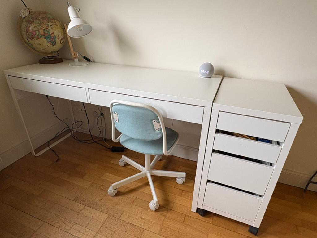 Ensemble bureau 177 cm + chaise – excellent état, Maison & Meubles, Bureaux, Comme neuf, Bureau d'écolier, IKEA, Moderne, Panneau de particules ou MDF