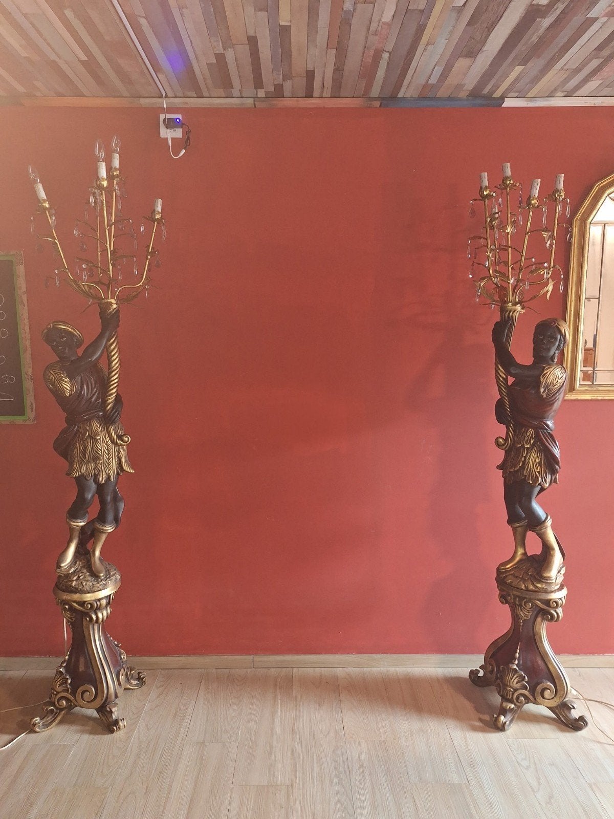Blackamoor Set XL Vloerlampen / Kandelabers – Gesigneerd, Ophalen