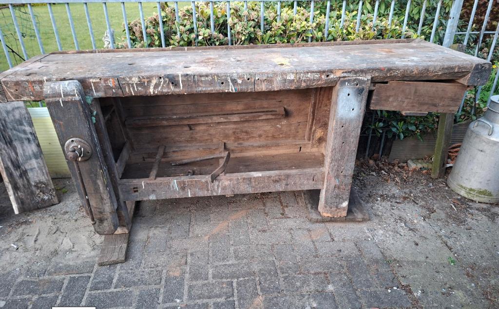 ANCIEN ÉTABLI DE FABRICANT DE MEUBLES, Bricolage & Construction, Établis, Utilisé, 170 cm ou plus, Étau, Enlèvement