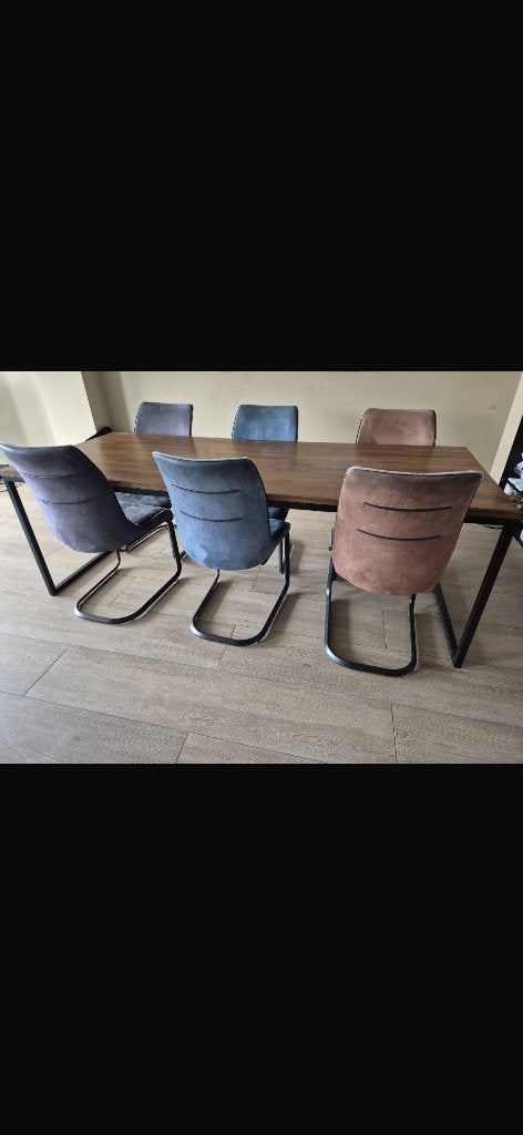 Table 2,5m + 6 chaises, Comme neuf, 100 à 150 cm, Enlèvement, Rectangulaire