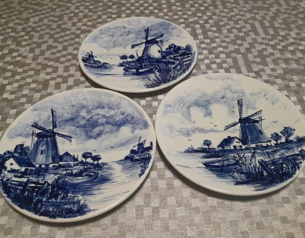 Set van 3 oude Delftse borden, Ophalen of Verzenden