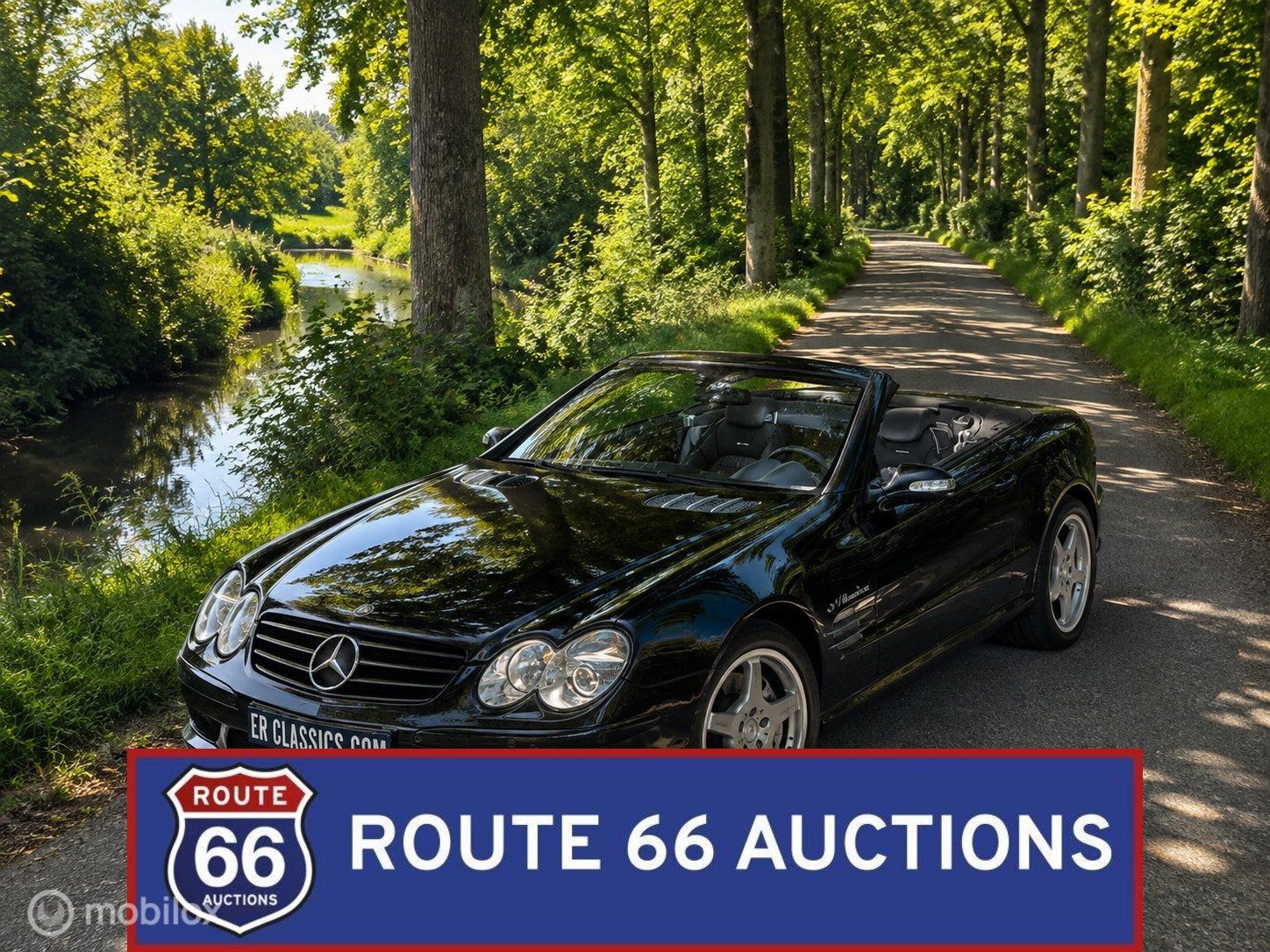 Mercedes-Benz SL55 AMG | 2003 | Route 66 Auctions, Auto's, Mercedes-Benz, Gebruikt, Zwart, Bedrijf, Handgeschakeld
