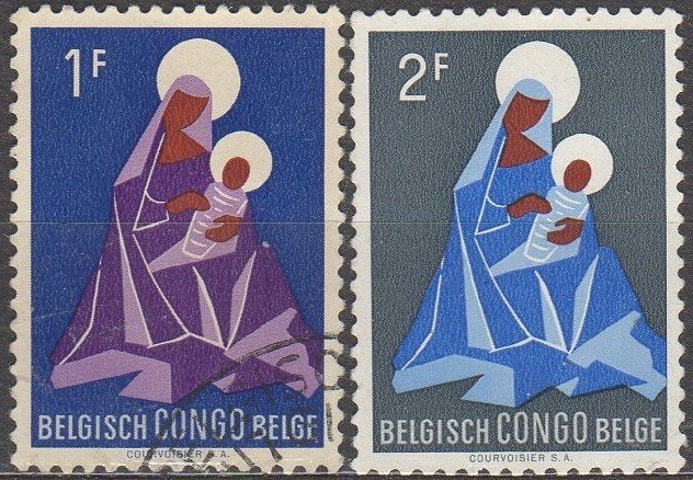 Belgisch Congo - Maria met kind - 1959, Ophalen of Verzenden, Gestempeld