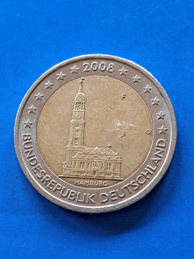 2008 F Allemagne 2 euros Hambourg Stuttgart, Envoi, Allemagne, 2 euros, Monnaie en vrac