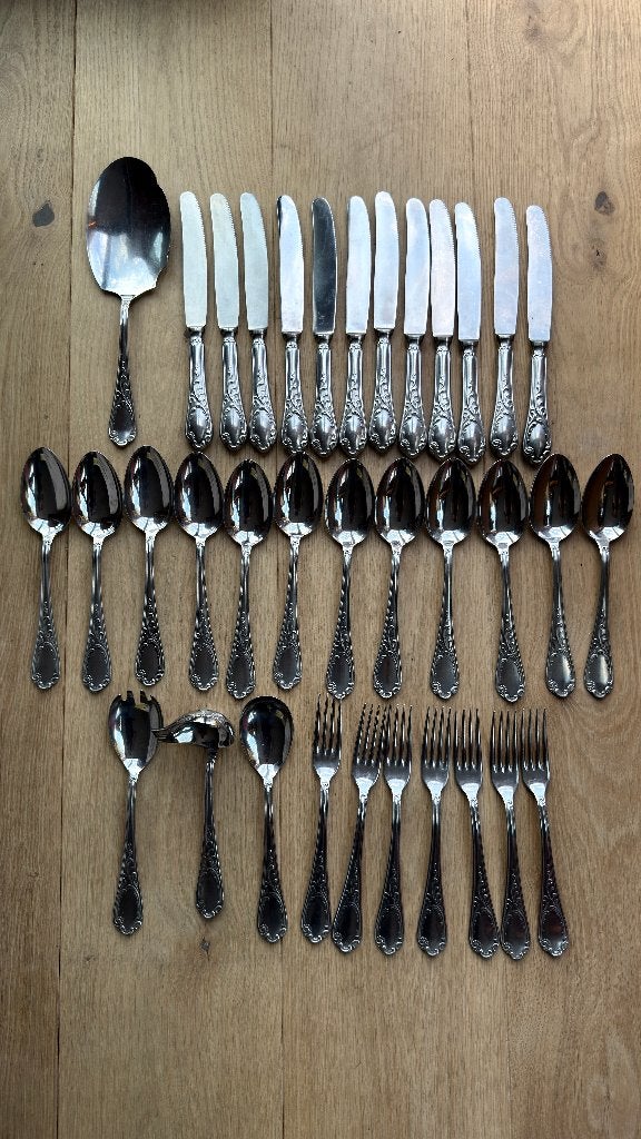 Vintage Polida Solingen – Louis XV Massif – 35-delig bestek, Antiek en Kunst, Ophalen of Verzenden