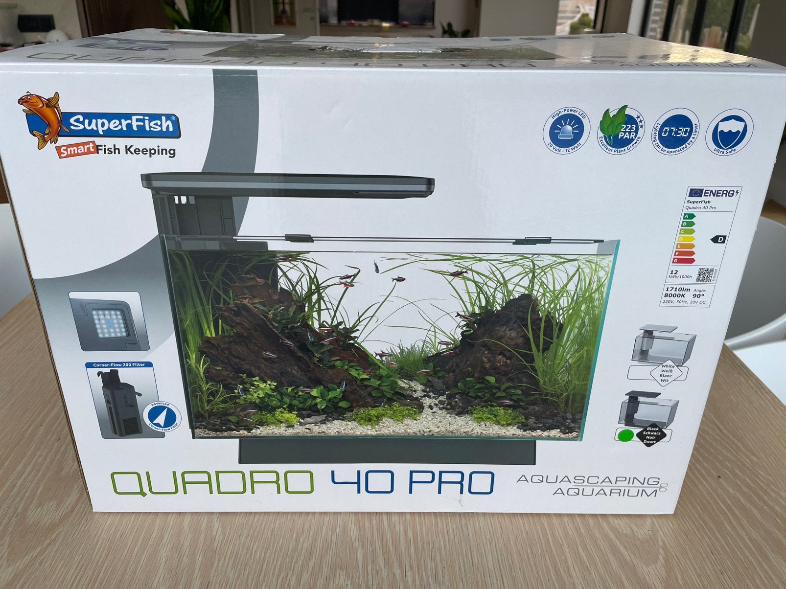 Aquarium qaudro 40 pro zwart, Ophalen, Zo goed als nieuw
