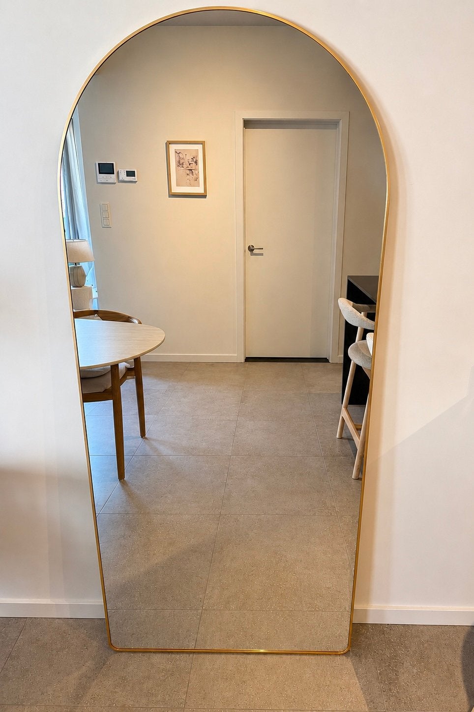 Grote boogspiegel met gouden frame – 180  80 cm, Huis en Inrichting, Woonaccessoires | Spiegels, Zo goed als nieuw, Ophalen