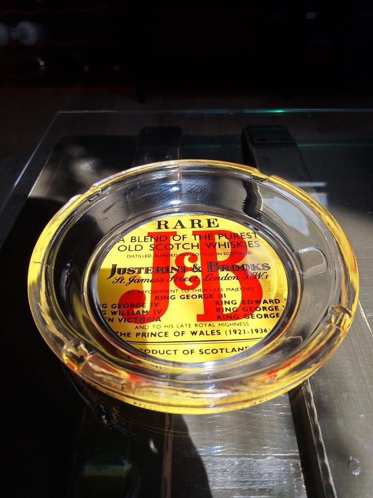 Vintage Glazen Asbak J&B, Verzamelen, Biermerken, Ophalen of Verzenden