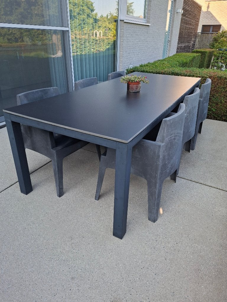 Tuintafel en 6 stoelen (bristol), Jardin & Terrasse, Enlèvement, Utilisé, Rectangulaire, Aluminium