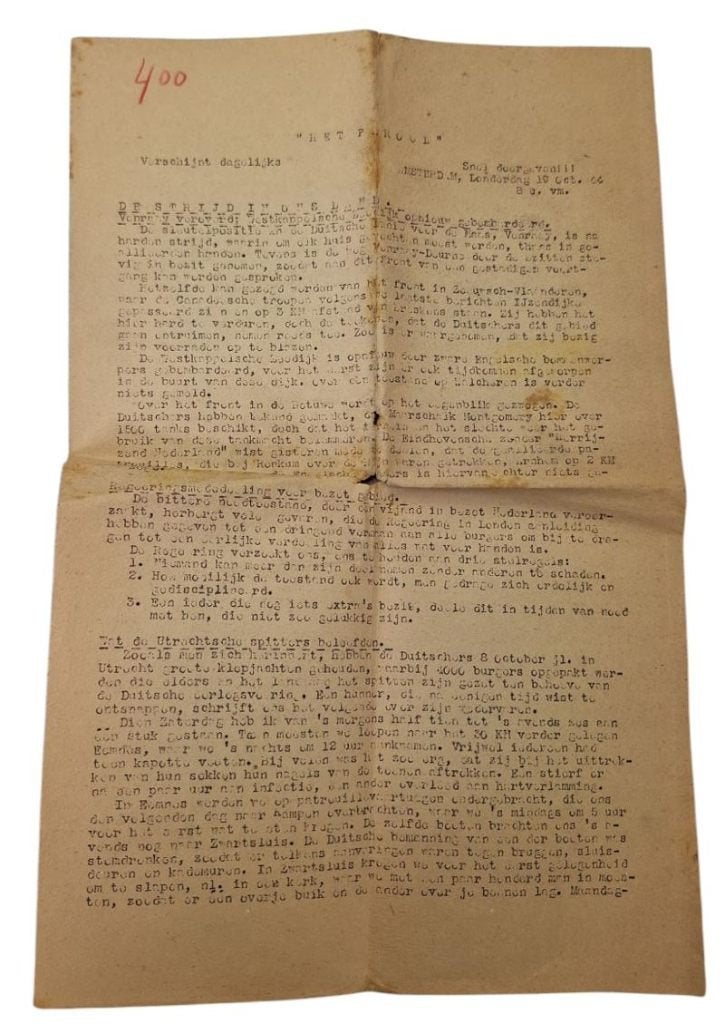 journal néerlandais de la résistance à la Seconde Guerre, Collections, Enlèvement ou Envoi