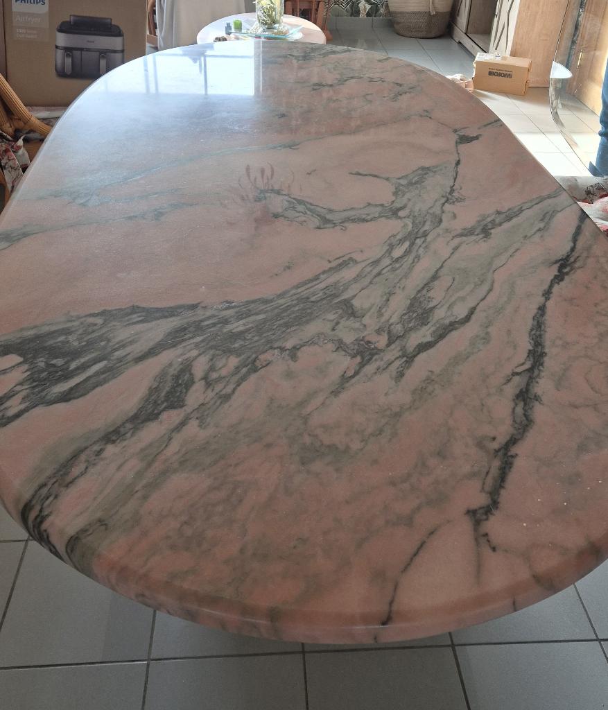 Table salle à manger et table basse en marbre rose, Maison & Meubles, Tables | Tables à manger, Utilisé, 100 à 150 cm, 200 cm ou plus