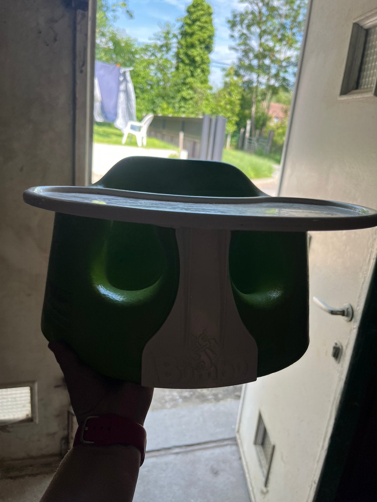 Groen Bumbo zitje met tafeltje, Ophalen of Verzenden, Zo goed als nieuw, Afneembaar eetblad