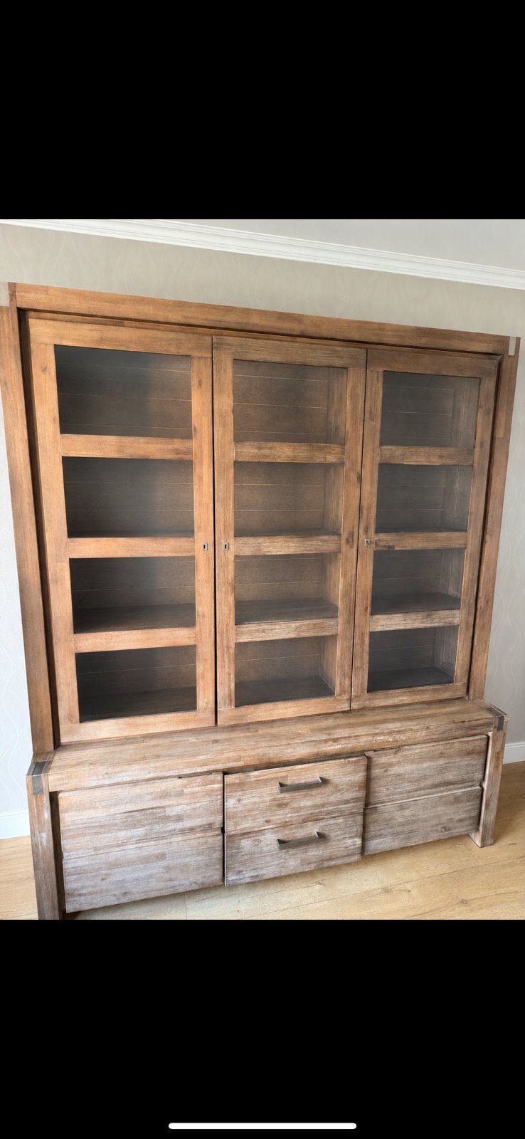 Bahut + vitrine bois massif, Enlèvement ou Envoi, Comme neuf