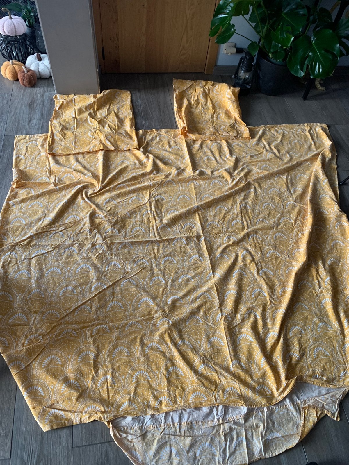 Geel 2-persoons dekbedovertrek (180x220 cm), Huis en Inrichting, Ophalen of Verzenden, Zo goed als nieuw, Geel