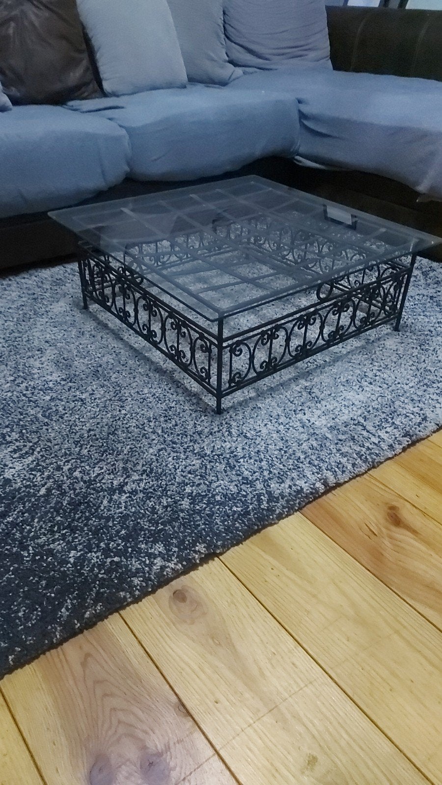 Tafel van glas en smeedijzer, handgemaakt door een vakman, Antiek en Kunst, Antiek | Meubels | Tafels, Ophalen