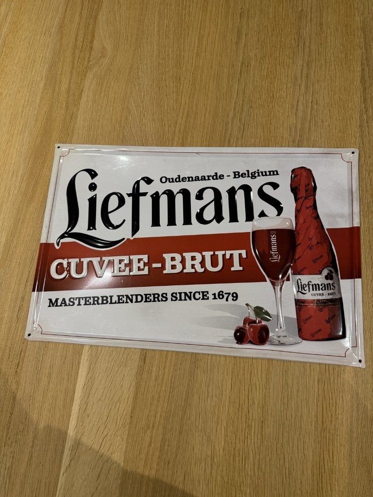 Liefmans Cuvée-Brut metalen reclamebord, Verzamelen, Ophalen, Gebruikt