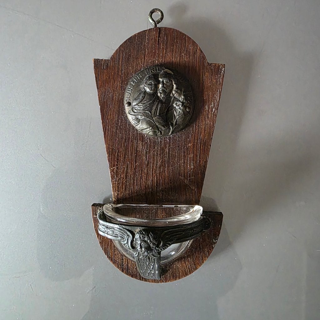 ANTIEK WIJWATERVAT VOOR THUIS MET OPSCHRIFT, Antiek en Kunst, Ophalen of Verzenden