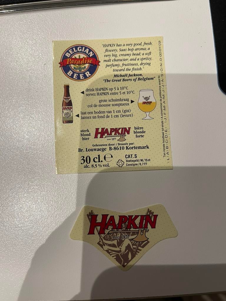 Louwaege hapkin fles etiket bier #2, Ophalen of Verzenden