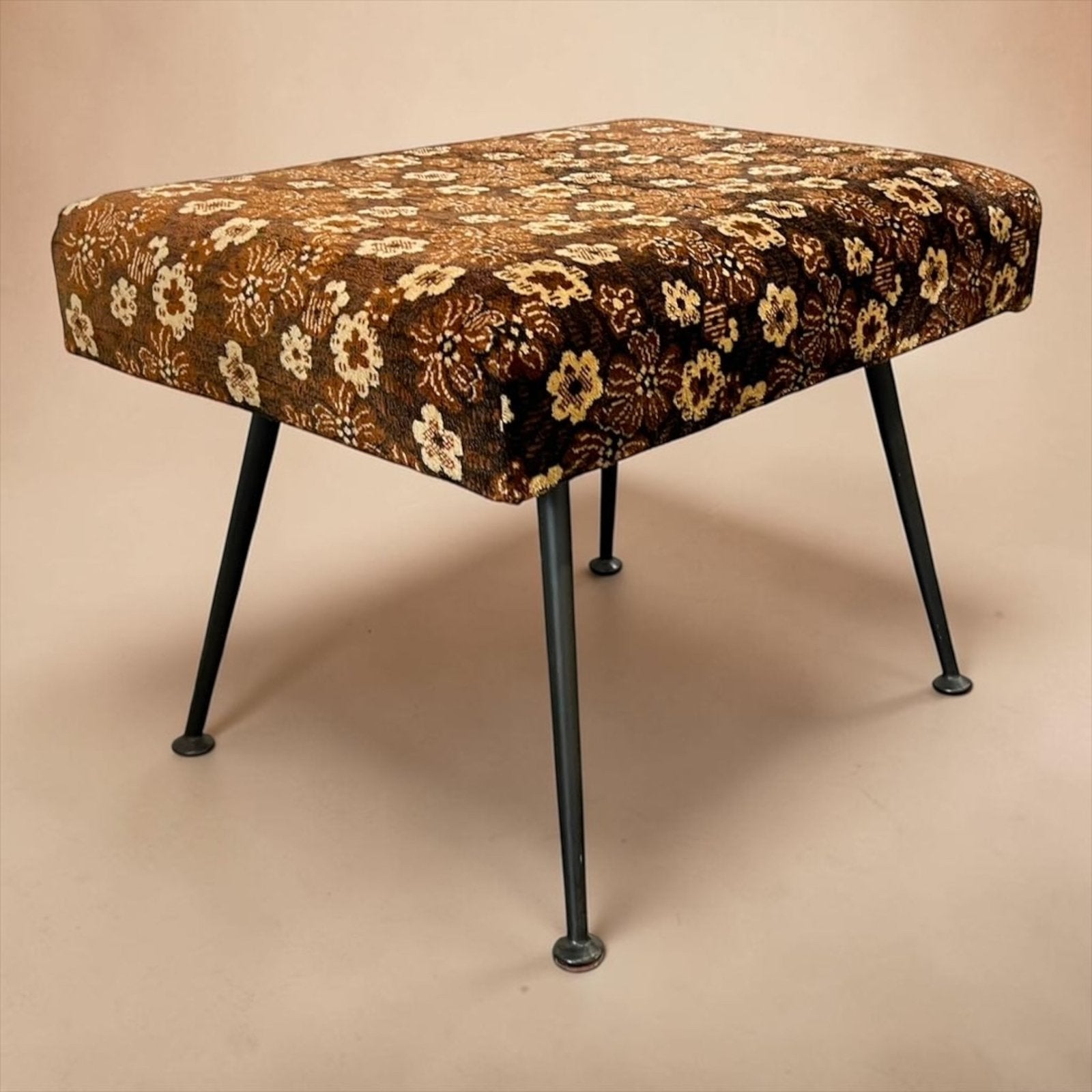 Pouf floral vintage/escabeau pliable/échelle, Maison & Meubles, Enlèvement, Utilisé