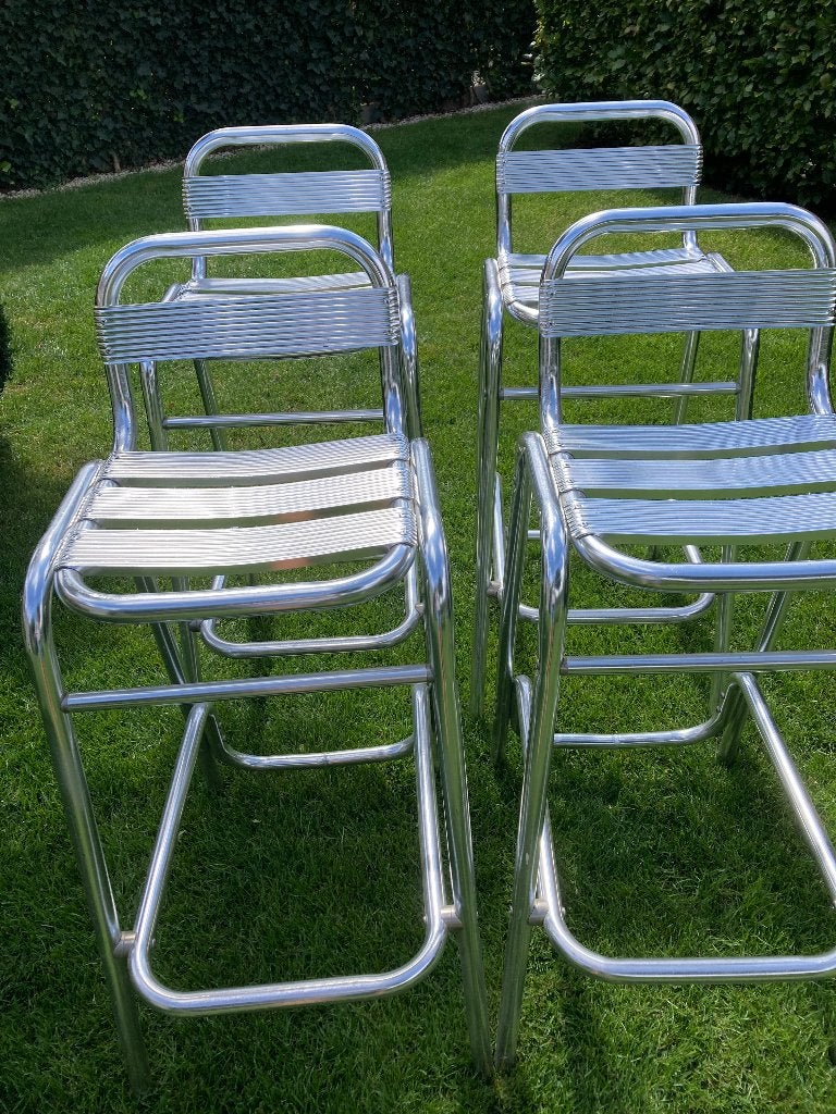 4 aluminium barkrukken, Ophalen, Gebruikt, Met voetsteun, 60 tot 90 cm