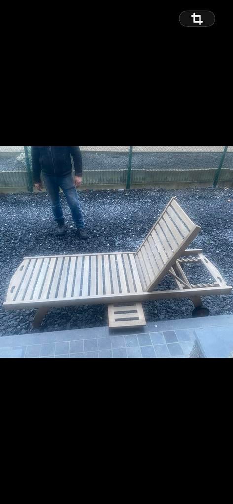 Zonne bed teak, Tuin en Terras, Ophalen, Zo goed als nieuw