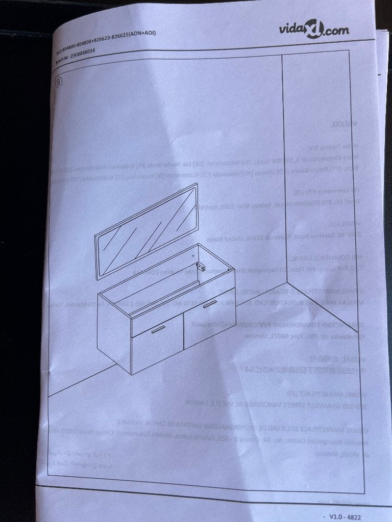 badkamermeubel VidaXL met lavabo, Ophalen, 100 tot 150 cm, Nieuw, 25 tot 50 cm