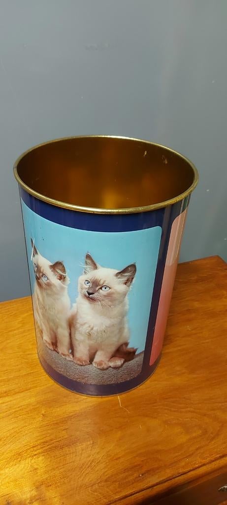 poubelle en métal vintage décorée de motifs de chats siamois, Enlèvement