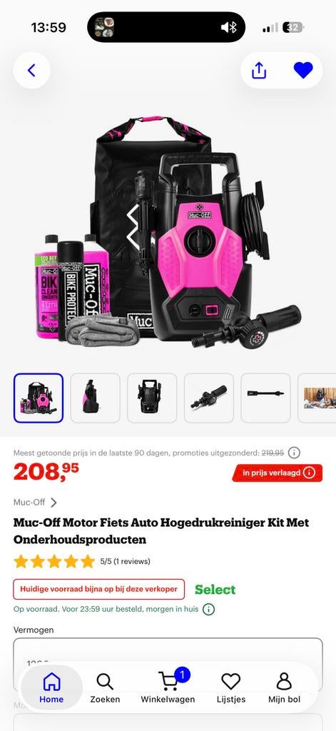 Muc off pressure washer, Ophalen