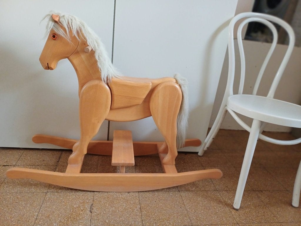 Très beau cheval à bascule en bois, Enlèvement, Comme neuf