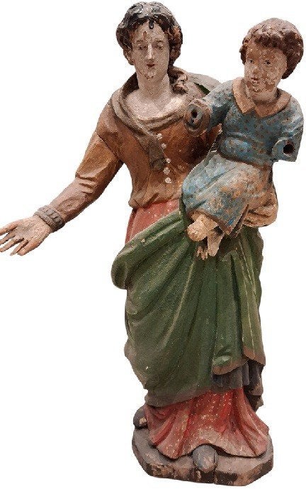 Spaans religieus beeldhouwwerk., Ophalen of Verzenden, Hout, Houtsnijwerk, Religie