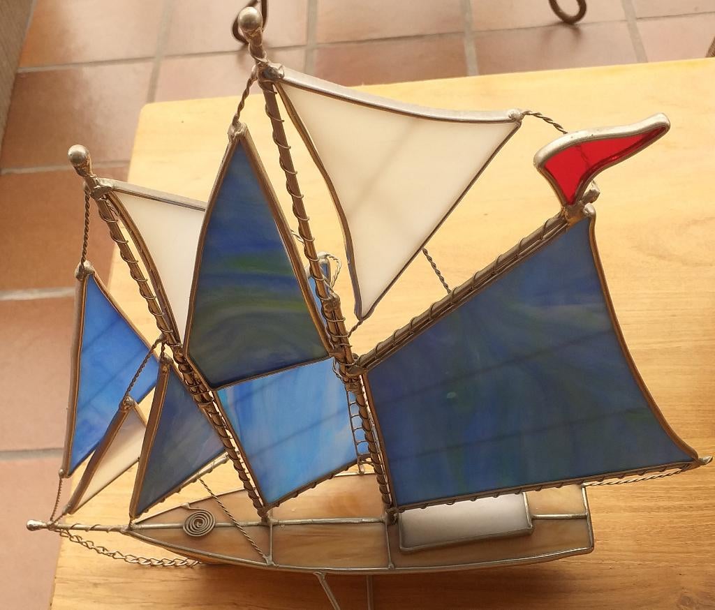 glas in lood zeilbootje, Ophalen of Verzenden