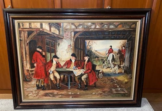 Mooi schilderij en kzder 129 x90 cm A Pacquet, Antiek en Kunst, Ophalen, Klassiek, Gesigneerd, Dieren