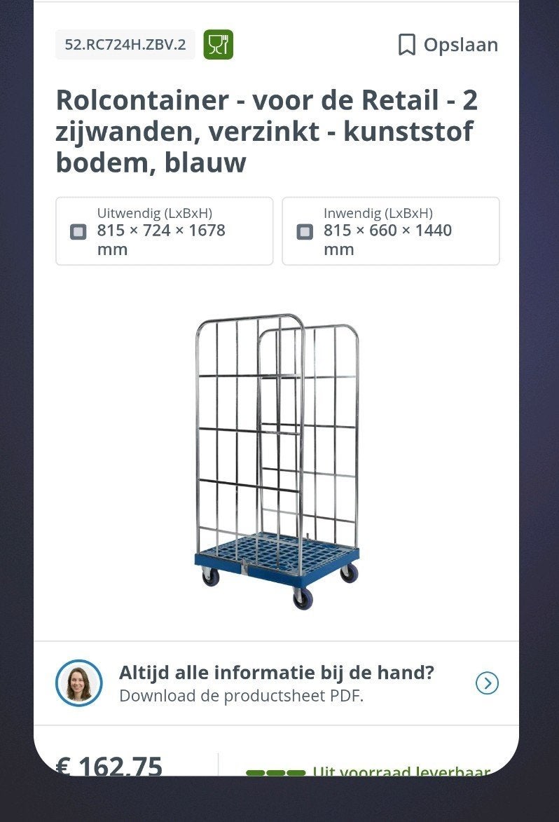Rolcontainer -  2 zijwanden, verzinkt - kuns, Enlèvement