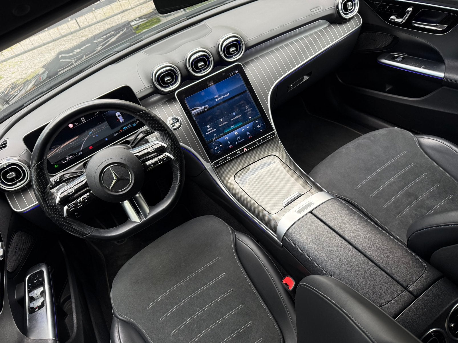 Mercedes C200 Benzine AMG Nightpack Autom 204pk 47000KM 2022, Autos, Cuir et Alcantara, Achat, Euro 6, Entreprise