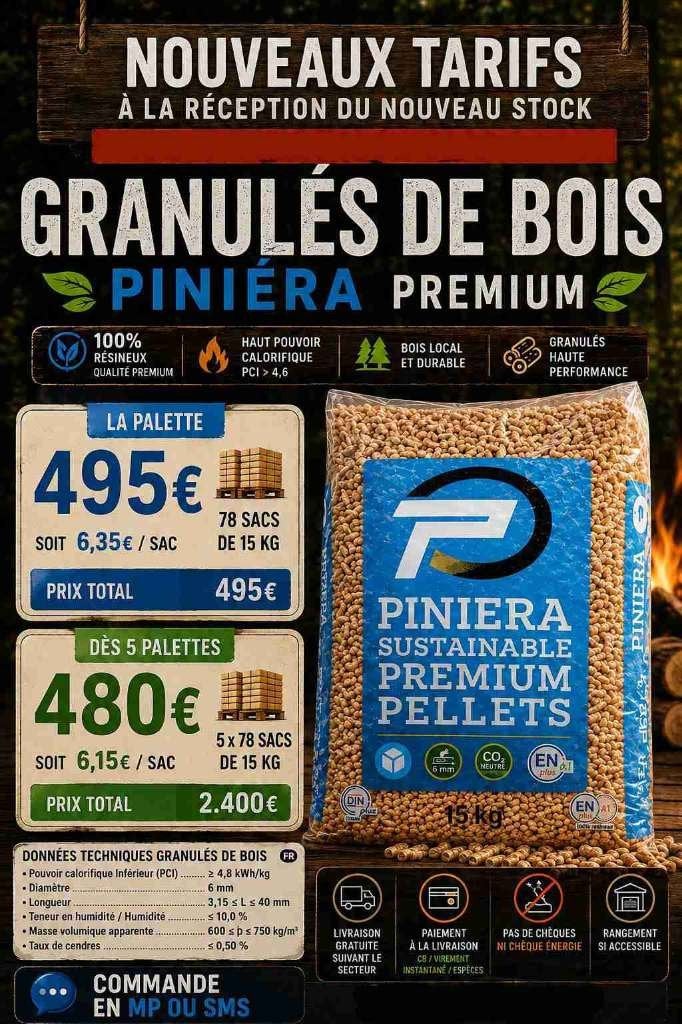 Lire l'annonce Palette pellets résineux paye 1 fois livré, Jardin & Terrasse, 6 m³ ou plus, Envoi, Autres essences de bois