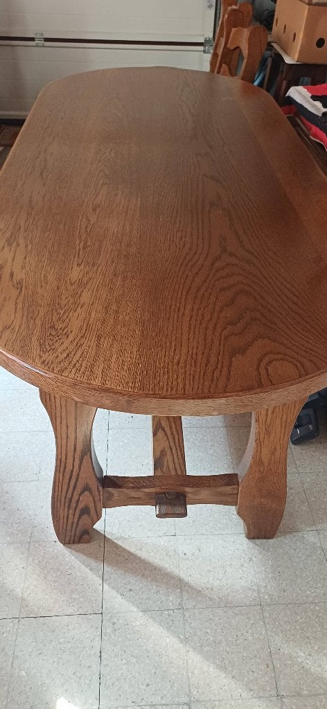 Tafel en 6 stoelen, Ophalen, Gebruikt, Eikenhout, 200 cm of meer