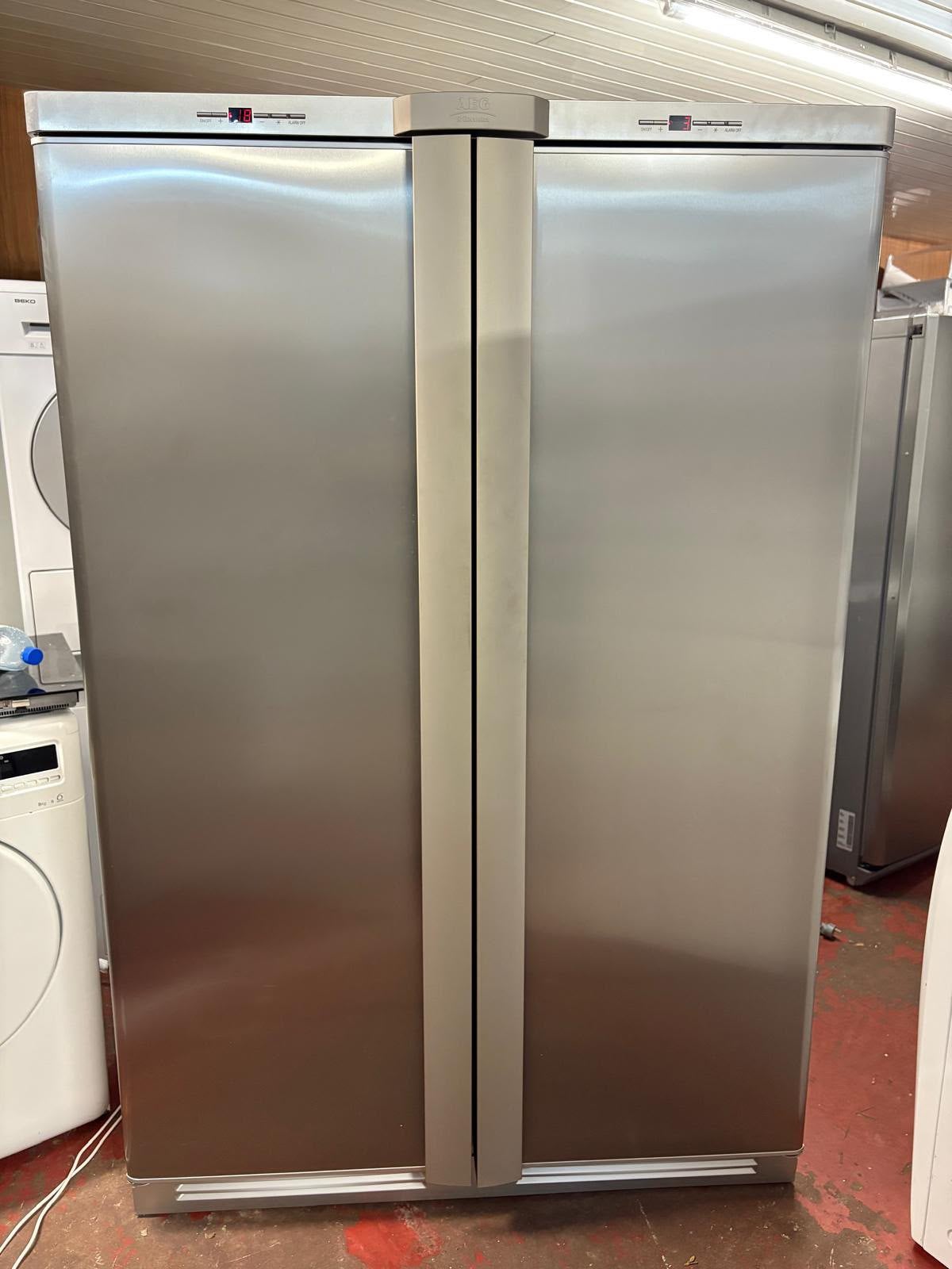 Réfrigérateur + Congélateur double porte–Inox. Le prix 350€, Electroménager, Enlèvement ou Envoi, Comme neuf, Congélateur