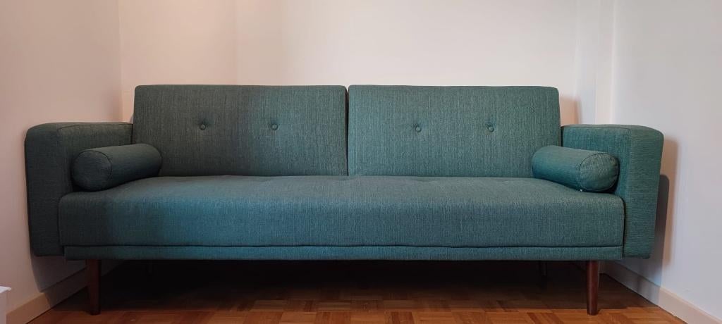Groene 3-zitsslaapbank, Ophalen, Kunststof, Driepersoons, 75 tot 100 cm