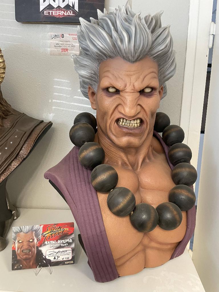 Street Fighter Shin Akuma Buste Taille Réelle Ex Edition PCS, Verzamelen, Ophalen of Verzenden, Zo goed als nieuw, Tv, Beeldje, Replica of Model
